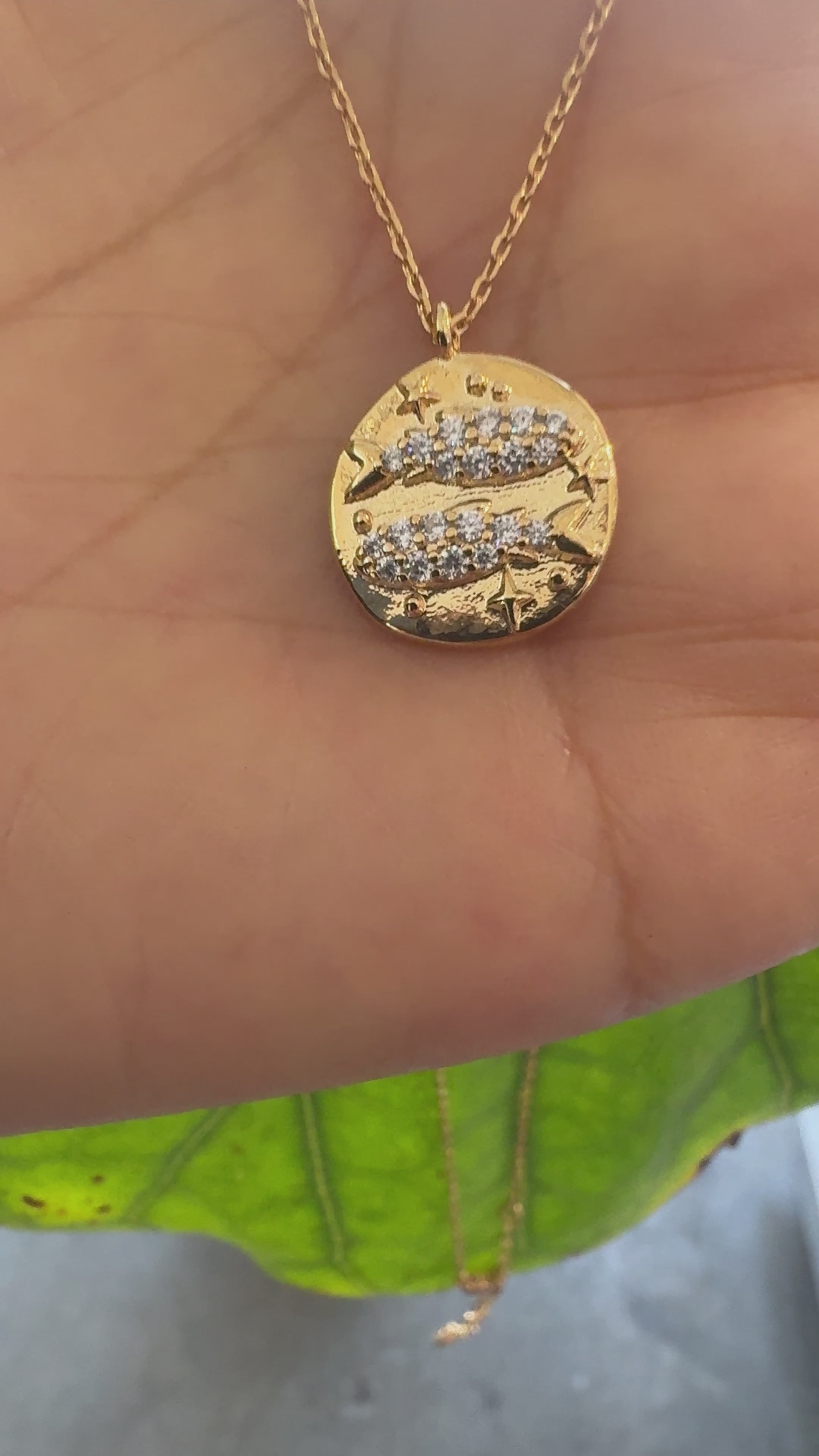 STG 18K Gold Plated Pisces Constellation Zodiac Pendant Necklace (February 19 – March 20) – Dreamy Astrology Jewelry for Creative Souls