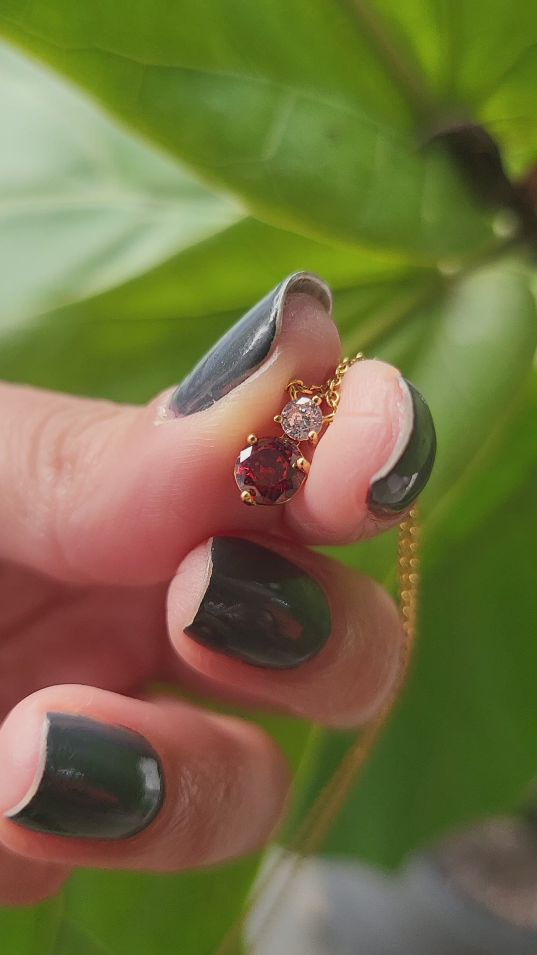STG 18K Gold Plated January Garnet Gem Birthstone Pendant Necklace – Dainty January Birthstone Jewelry for Capricorn & Aquarius