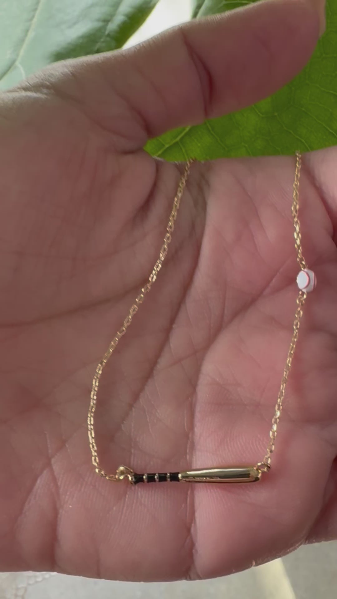 STG 18K Gold Plated Baseball Bat and Ball Pendant Necklace – Perfect Jewelry for Sports Lovers & Athletes