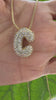 STG Pave Bubble Initial "C" Pendant Necklace – Trendy 100% Alloy Rhinestone Letter Necklace for Personalized Glam