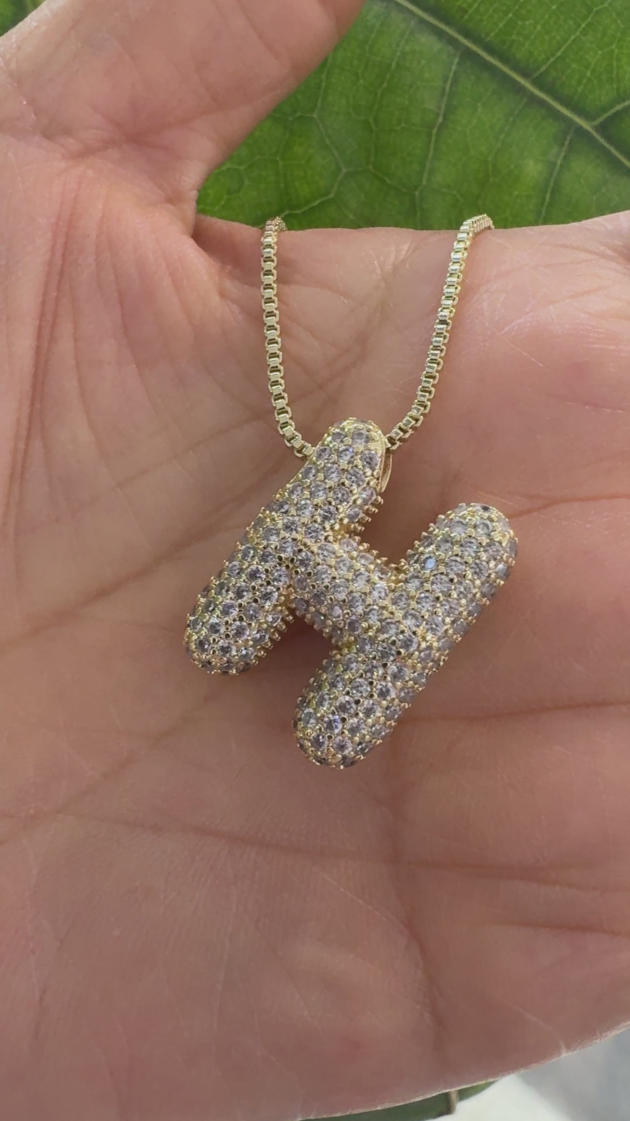 STG Pave Bubble Initial "H" Pendant Necklace – Trendy Rhinestone Letter Necklace in 100% Alloy for Personalized Glam
