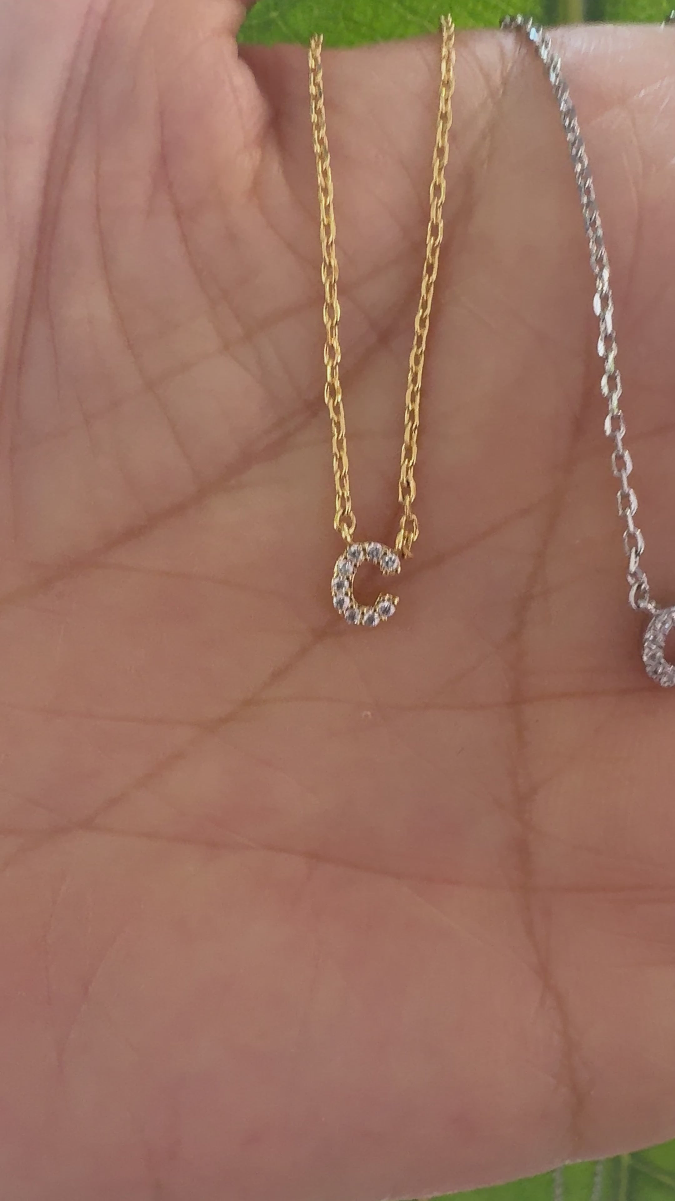 STG 18K Gold Plated Dainty Mini Rhinestone Initial "C" Pendant Necklace – Personalized Letter Charm Jewelry for Everyday Glam
