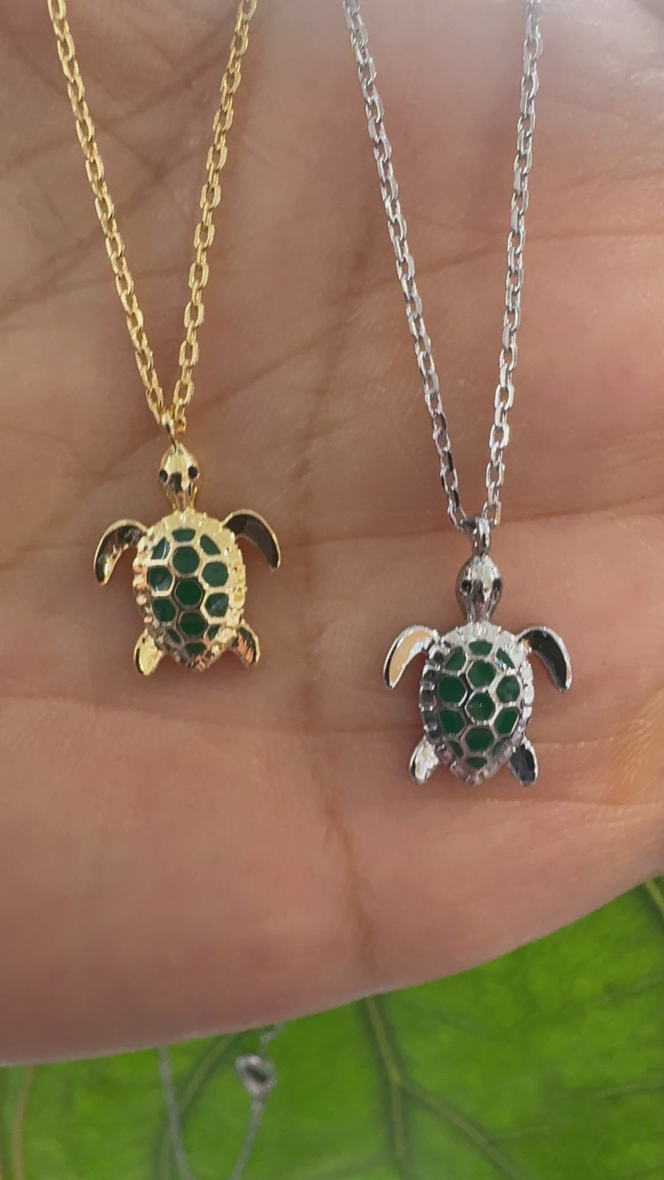 STG 18K Gold Plated Epoxy Turtle Pendant Necklace for Women – Ocean-Inspired Dainty Sea Life Jewelry Gift