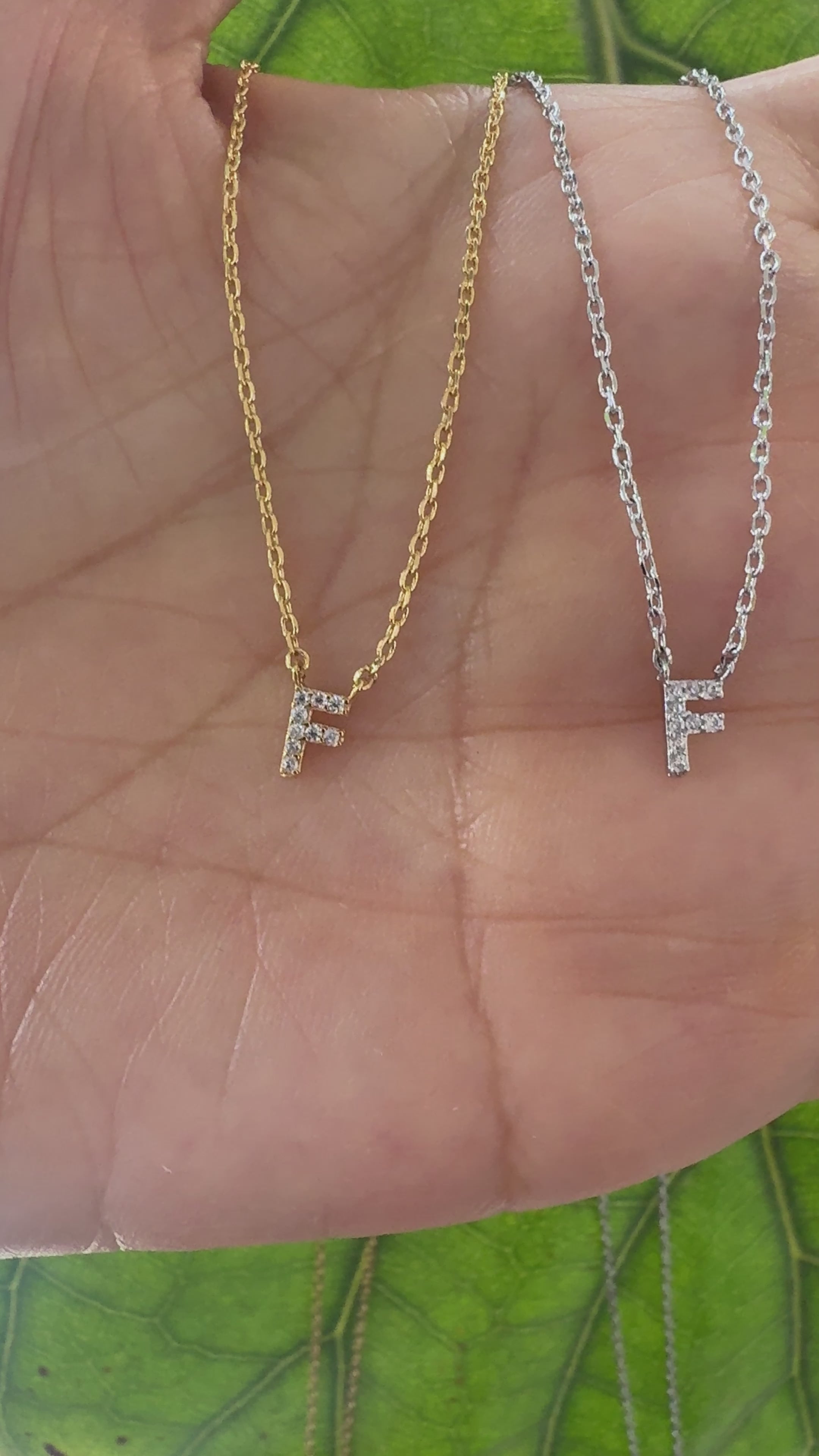 STG 18K Gold Plated Dainty Mini Rhinestone “F” Initial Necklace – Sparkling Personalized Jewelry for a Chic, Custom Look