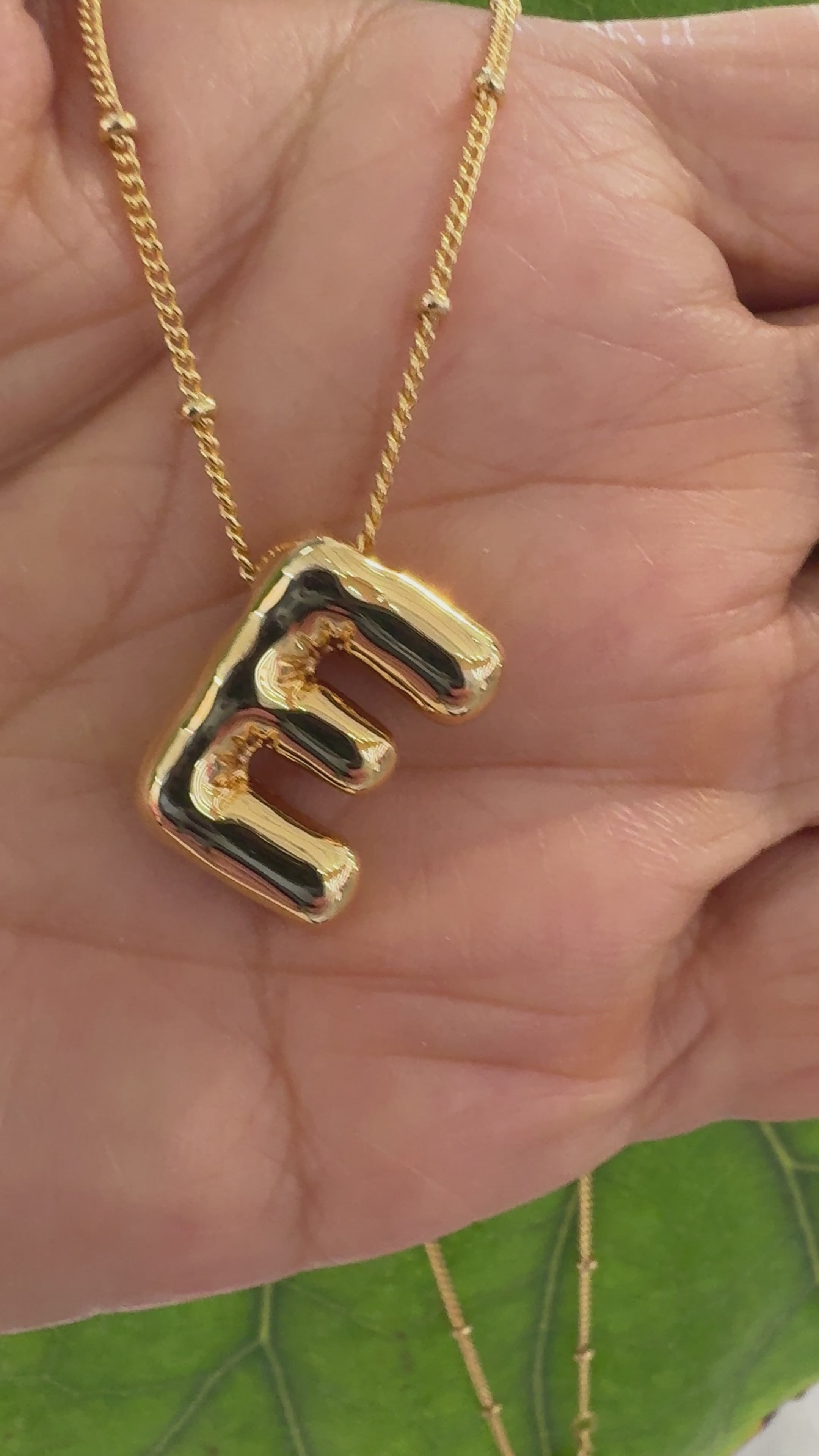 STG 18K Gold Plated Balloon Initial "E" Pendant Necklace – Trendy Puffy Letter Necklace for Personalized Style & Everyday Glam
