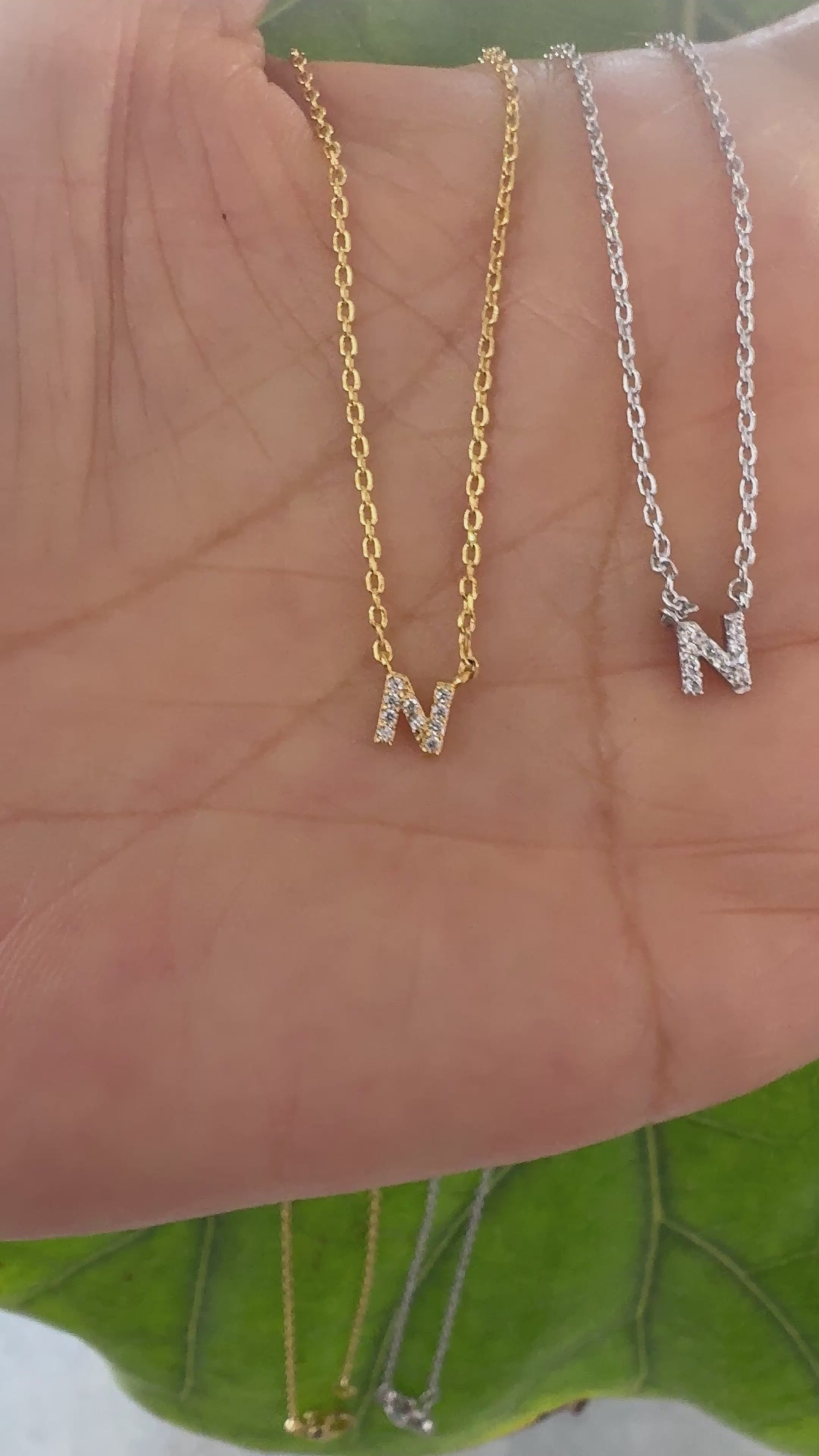 STG 18K Gold Plated Dainty Mini Rhinestone Initial "N" Pendant Necklace – Sparkly Personalized Jewelry for Everyday Wear