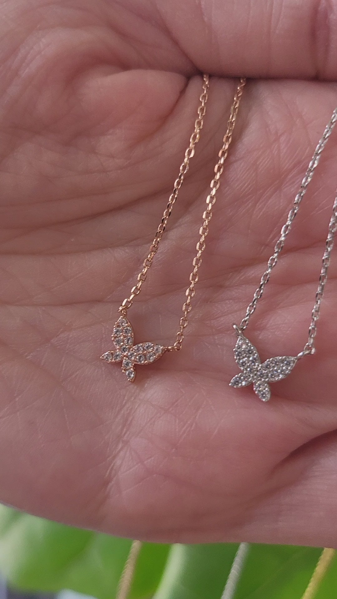 STG 18K Gold Plated Dainty Gemmed Butterfly Necklace – Sparkly Nature-Inspired Jewelry for Transformation & Beauty