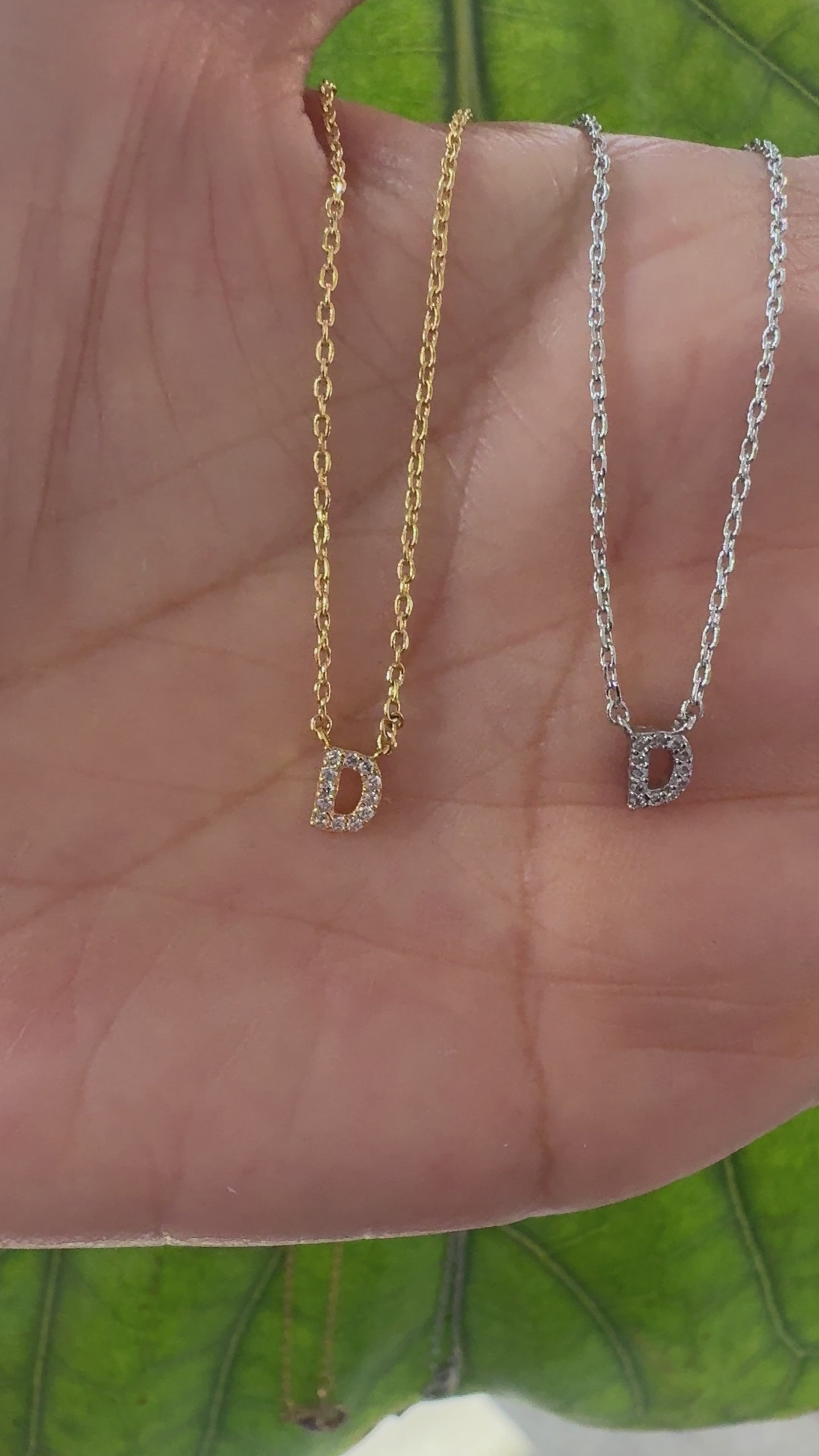 STG 18K Gold Plated Dainty Mini Rhinestone Initial "D" Pendant Necklace – Sparkly Personalized Letter Jewelry Gift