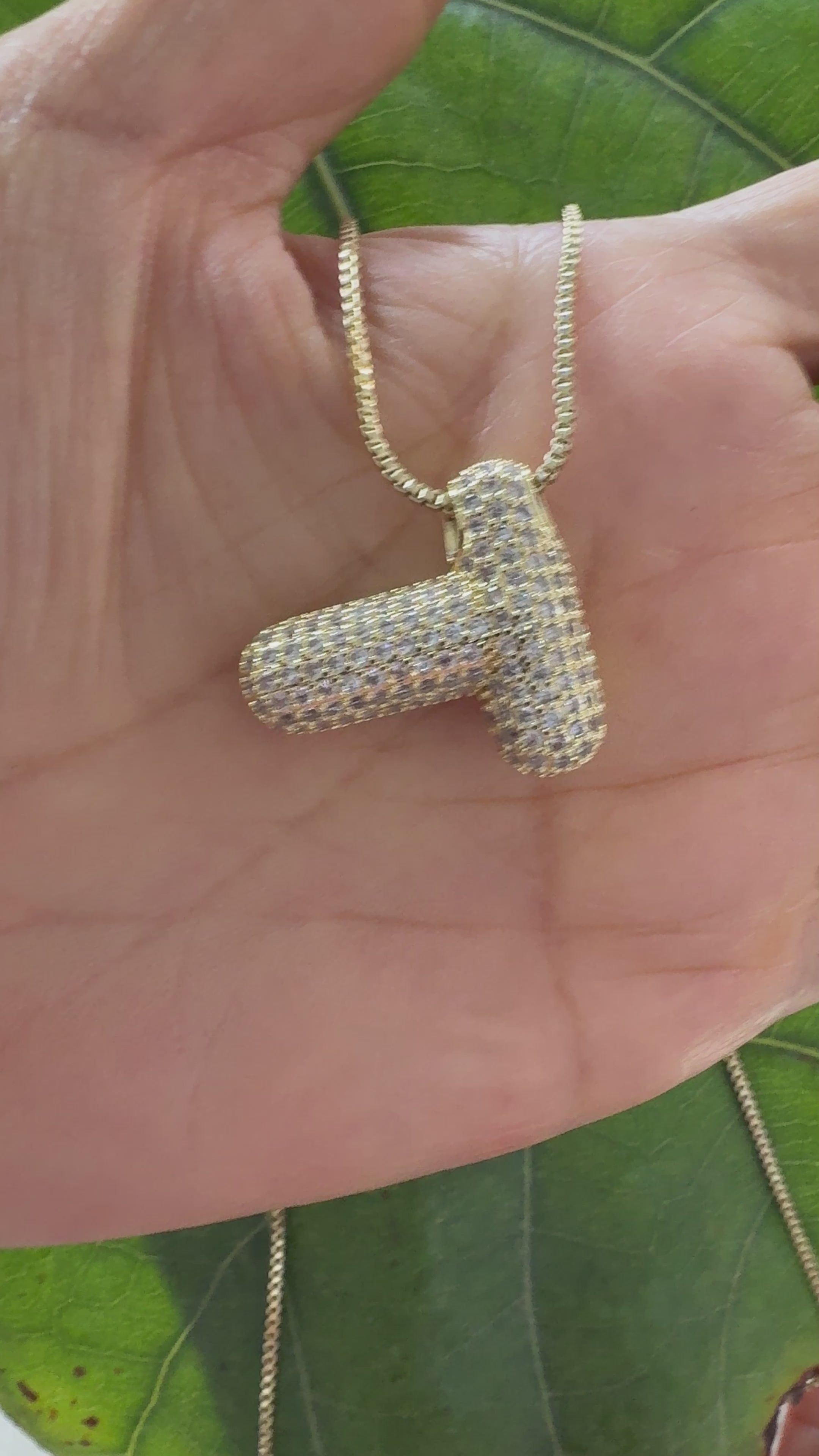STG Pave Bubble Initial "T" Pendant Necklace – Sparkly 100% Alloy Rhinestone Letter Necklace for Personalized Statement Style