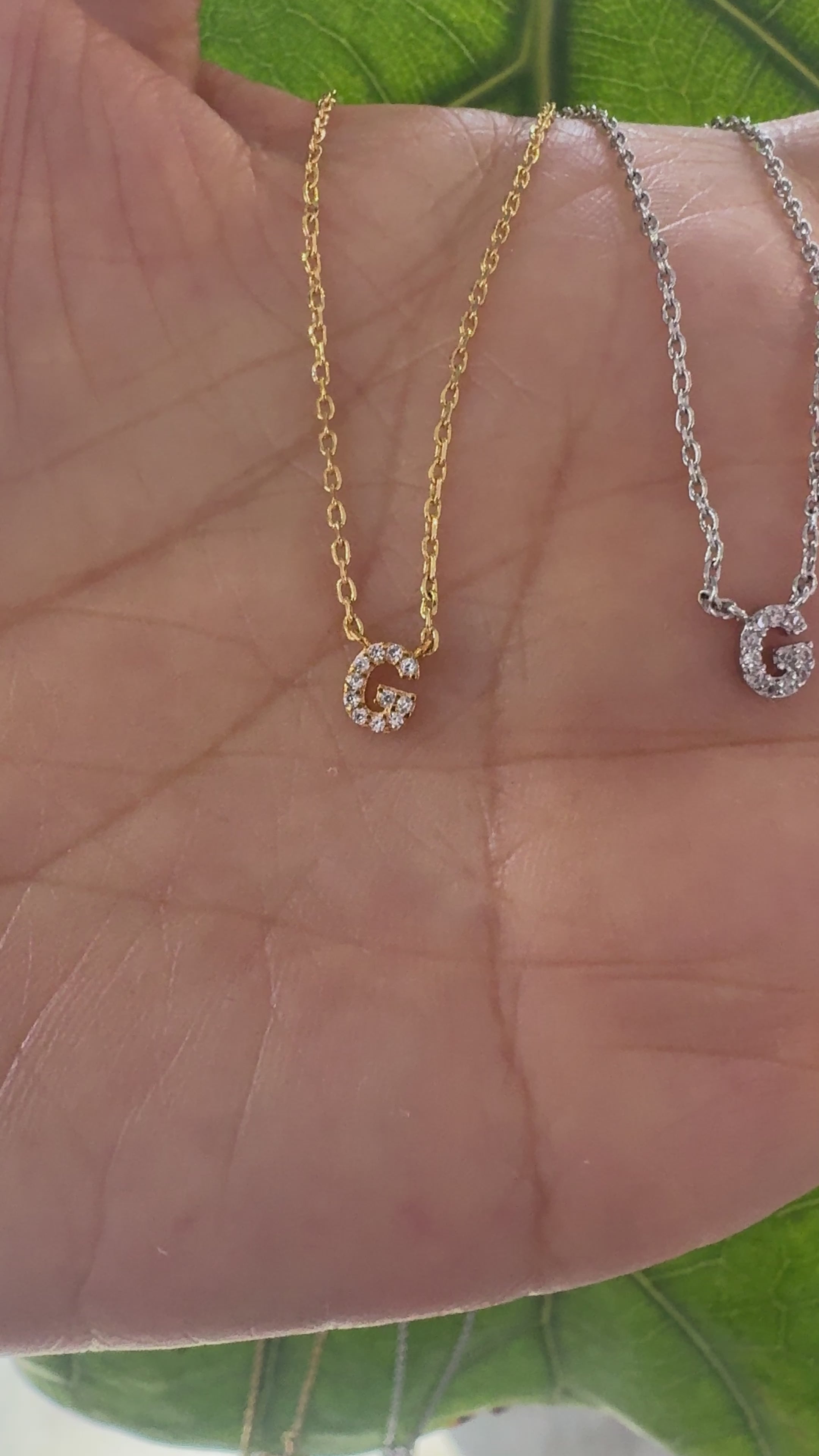 STG 18K Gold Plated Dainty Mini Rhinestone Initial "G" Pendant Necklace – Sparkly Personalized Letter Jewelry Gift