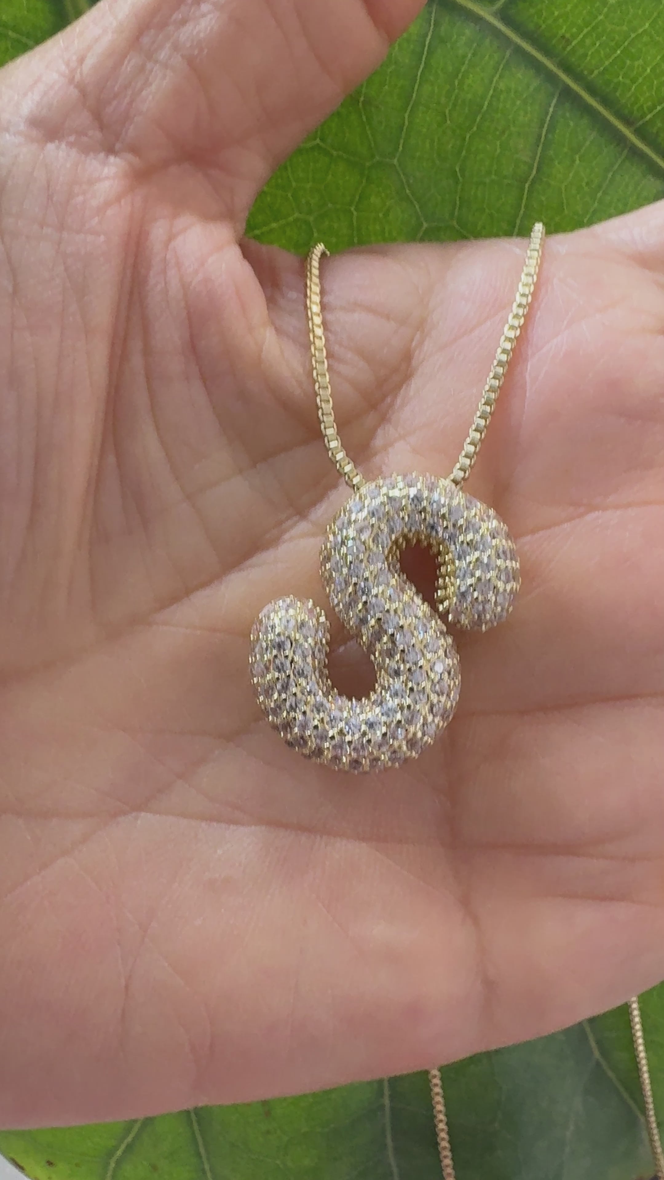 STG Pave Bubble Initial "S" Pendant Necklace – Trendy Sparkling Letter Necklace in 100% Alloy for Personalized Style