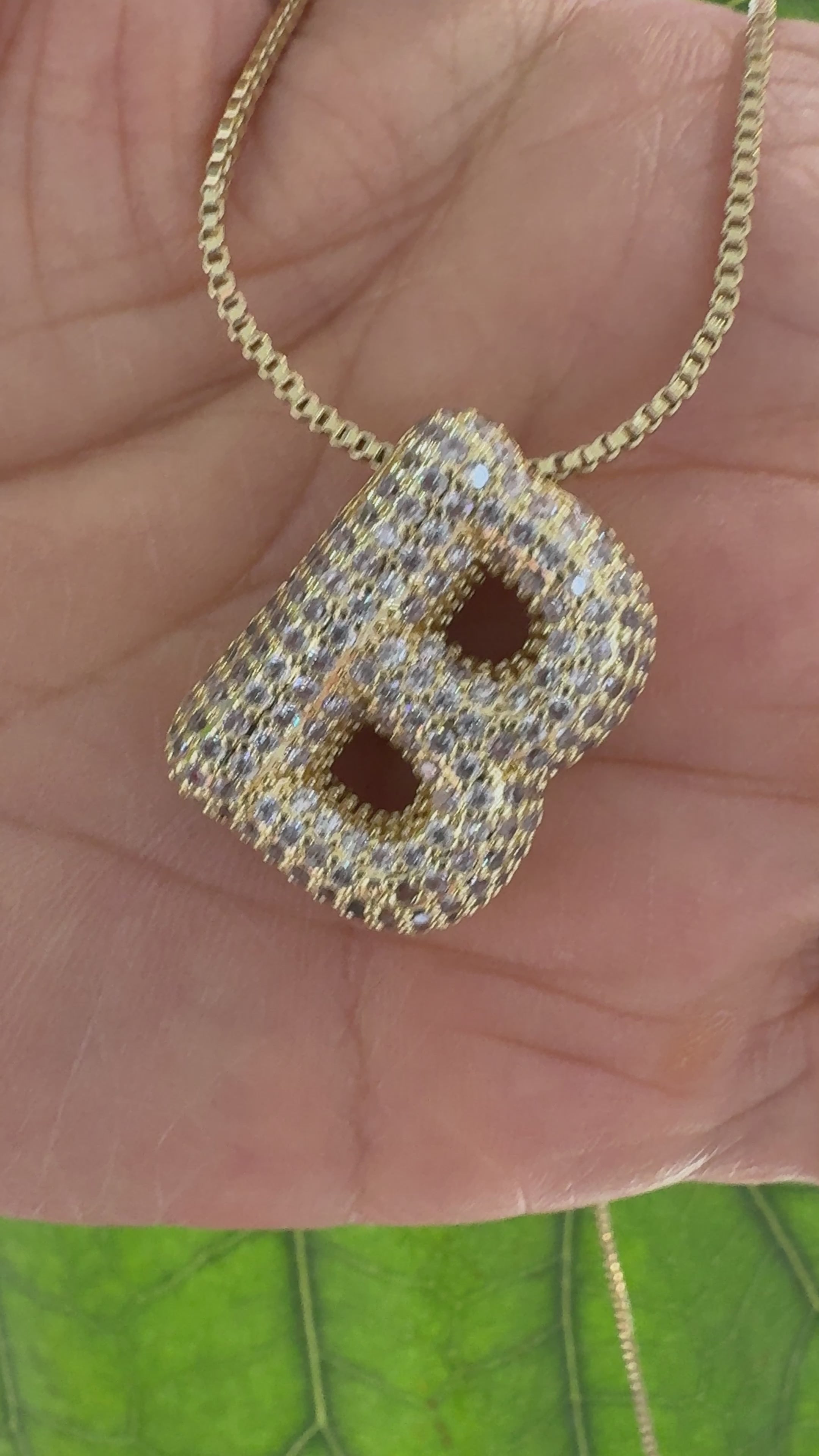 STG Pave Bubble Initial "B" Pendant Necklace – Trendy 100% Alloy Letter Necklace with Sparkling Rhinestones for Custom Style