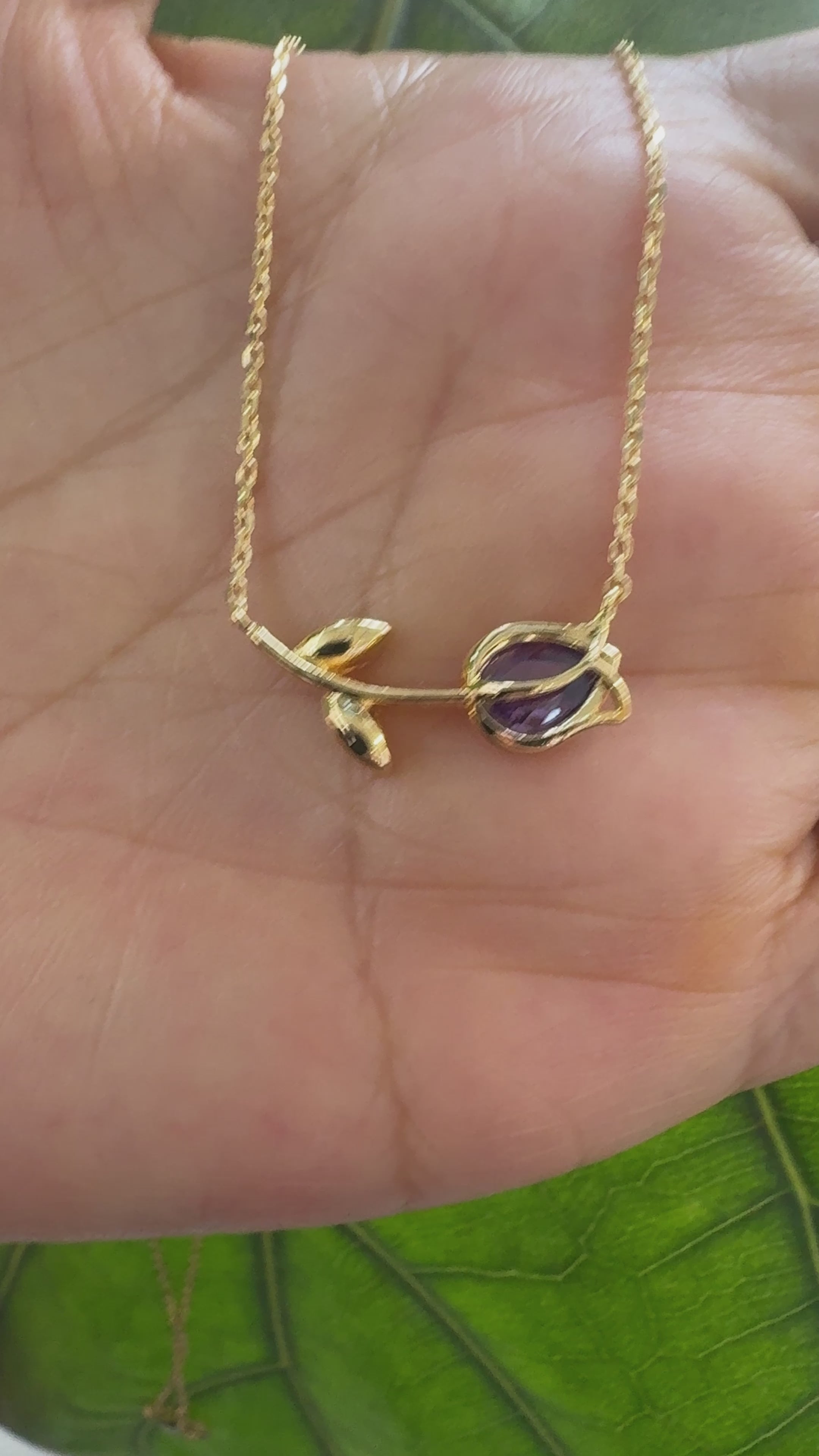 STG 18K Gold Plated February Amethyst Birthstone Tulip Pendant Necklace – Elegant Jewelry Gift for February Birthdays