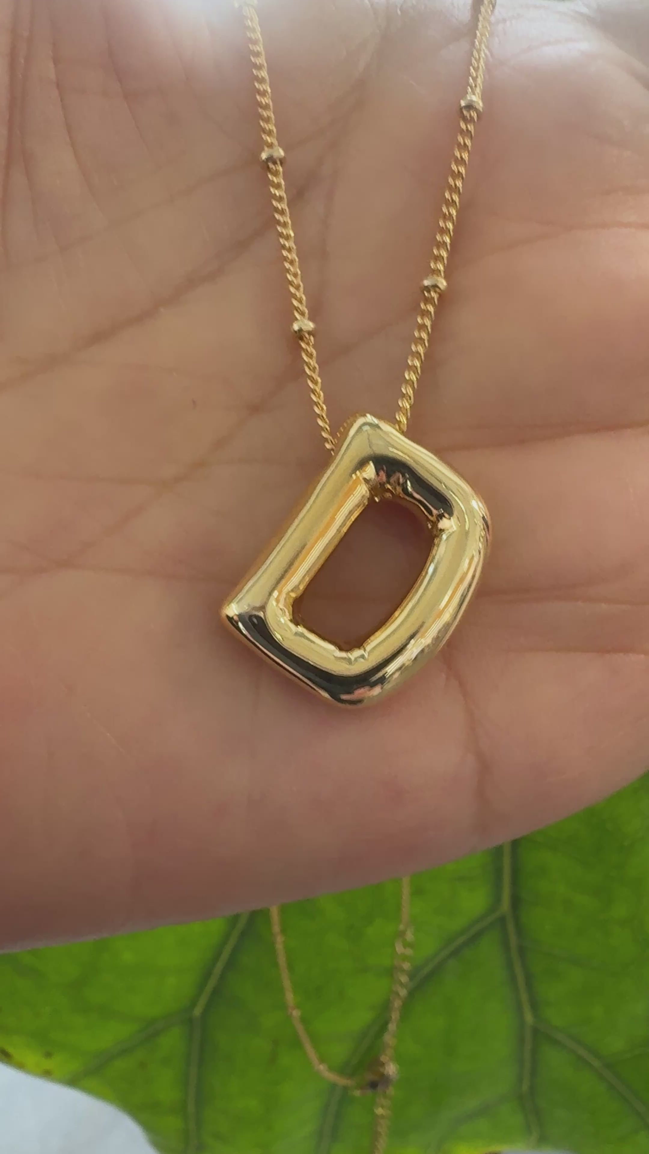 STG 18K Gold Plated Balloon Initial "D" Pendant Necklace – Trendy Puffy Letter Necklace for Personalized Everyday Glam