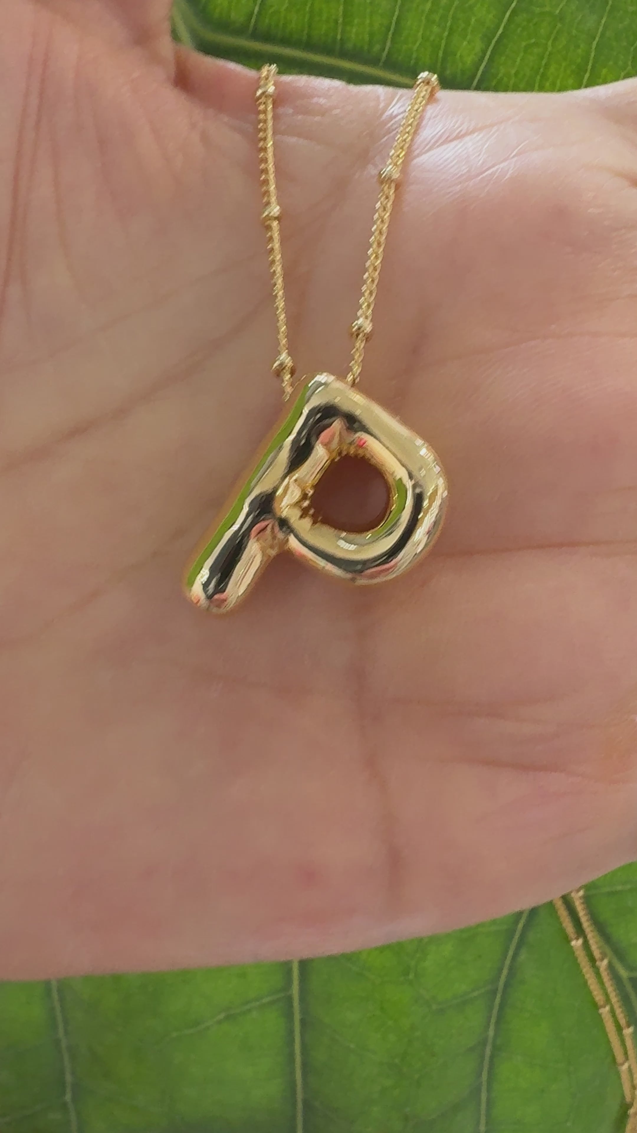 STG 18K Gold Plated Balloon Initial "P" Pendant Necklace – Trendy Puffy Letter Necklace for Personalized Everyday Shine