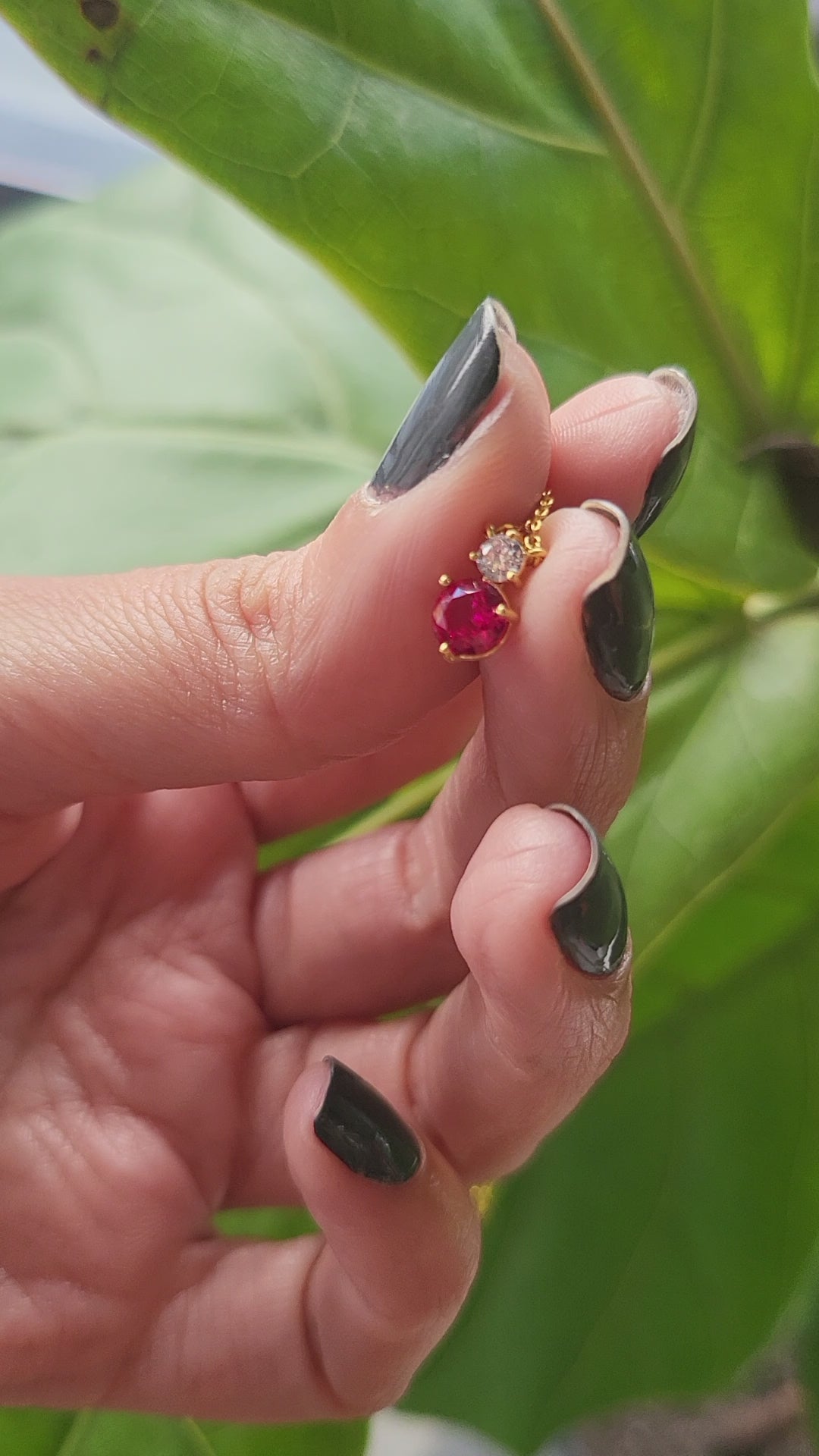 STG 18K Gold Plated July Ruby Birthstone Pendant Necklace – Dainty Red Gem Charm for Birthday or Everyday Shine