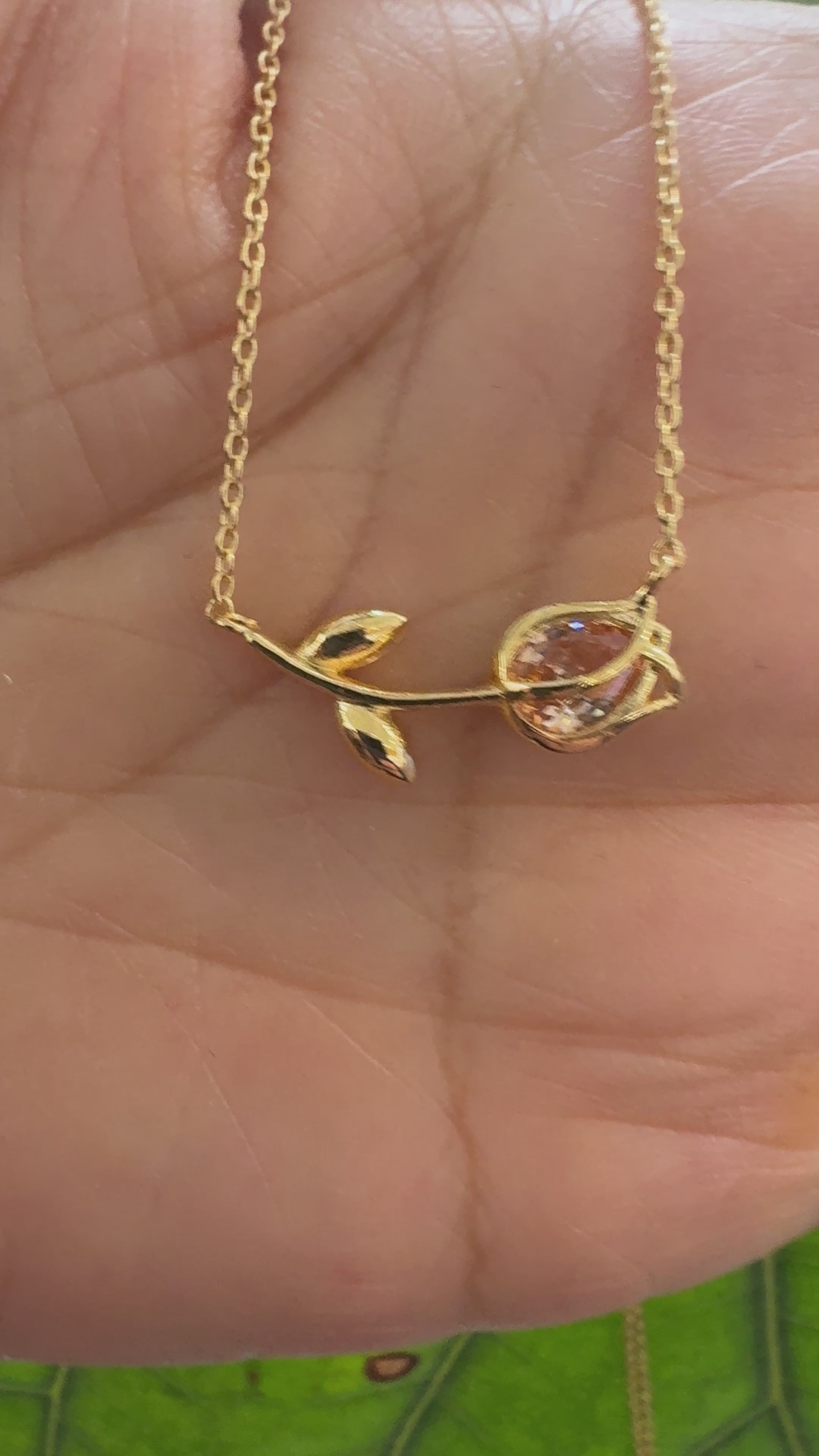 STG 18K Gold Plated November Citrine Birthstone Tulip Pendant Necklace – Elegant Jewelry Gift for November Birthdays