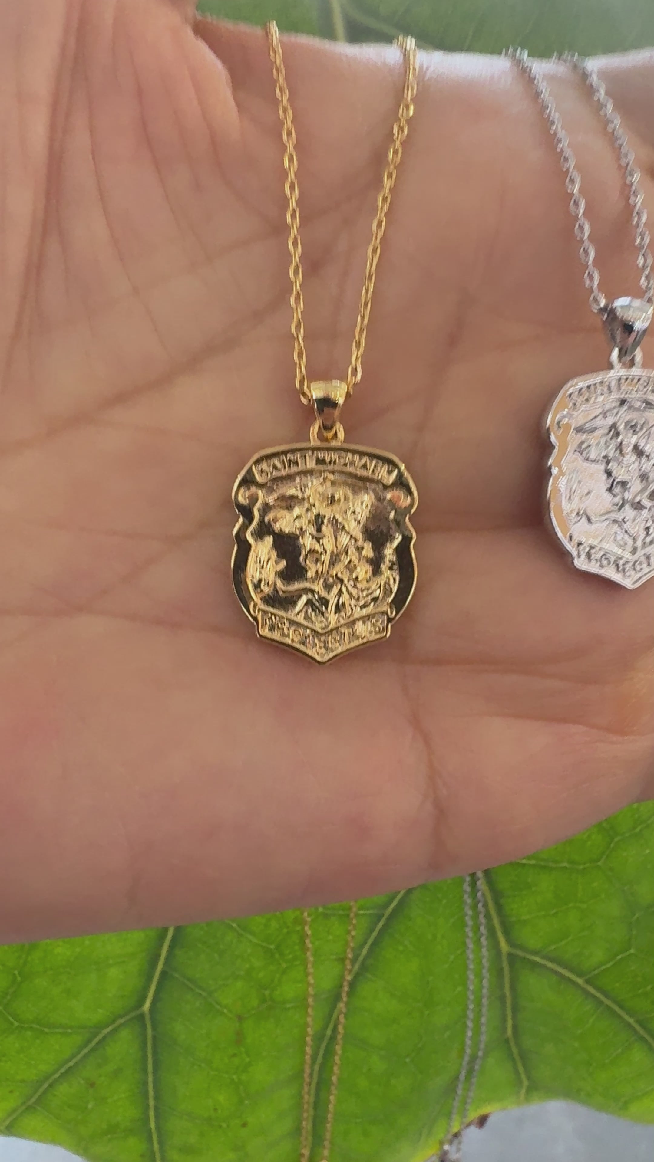STG 18K Gold Plated St. Michael Medal Pendant Necklace – Protection & Faith Religious Jewelry