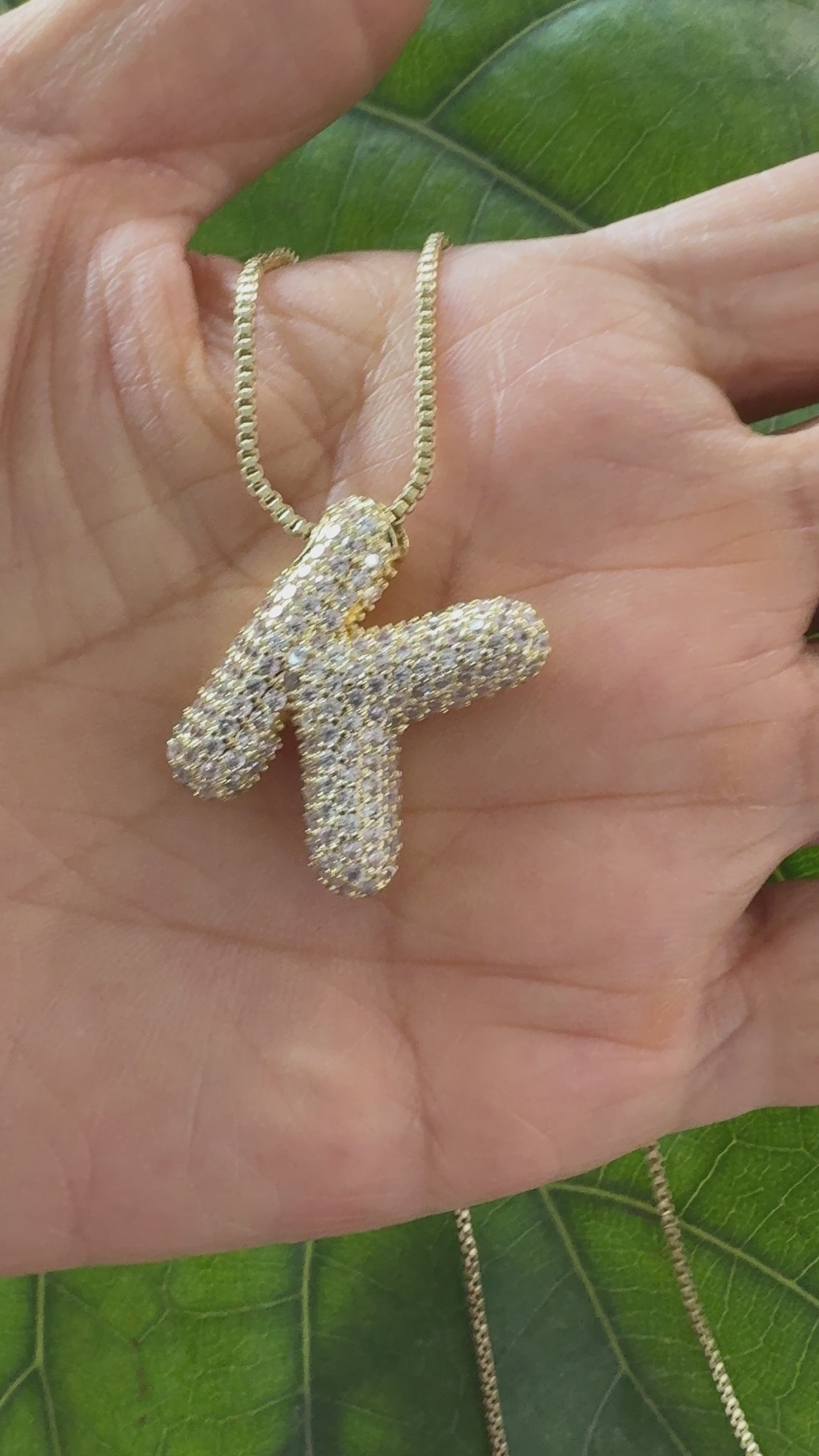STG Pave Bubble Initial "K" Pendant Necklace – Trendy Rhinestone Letter Necklace in 100% Alloy for Bold, Personalized Style