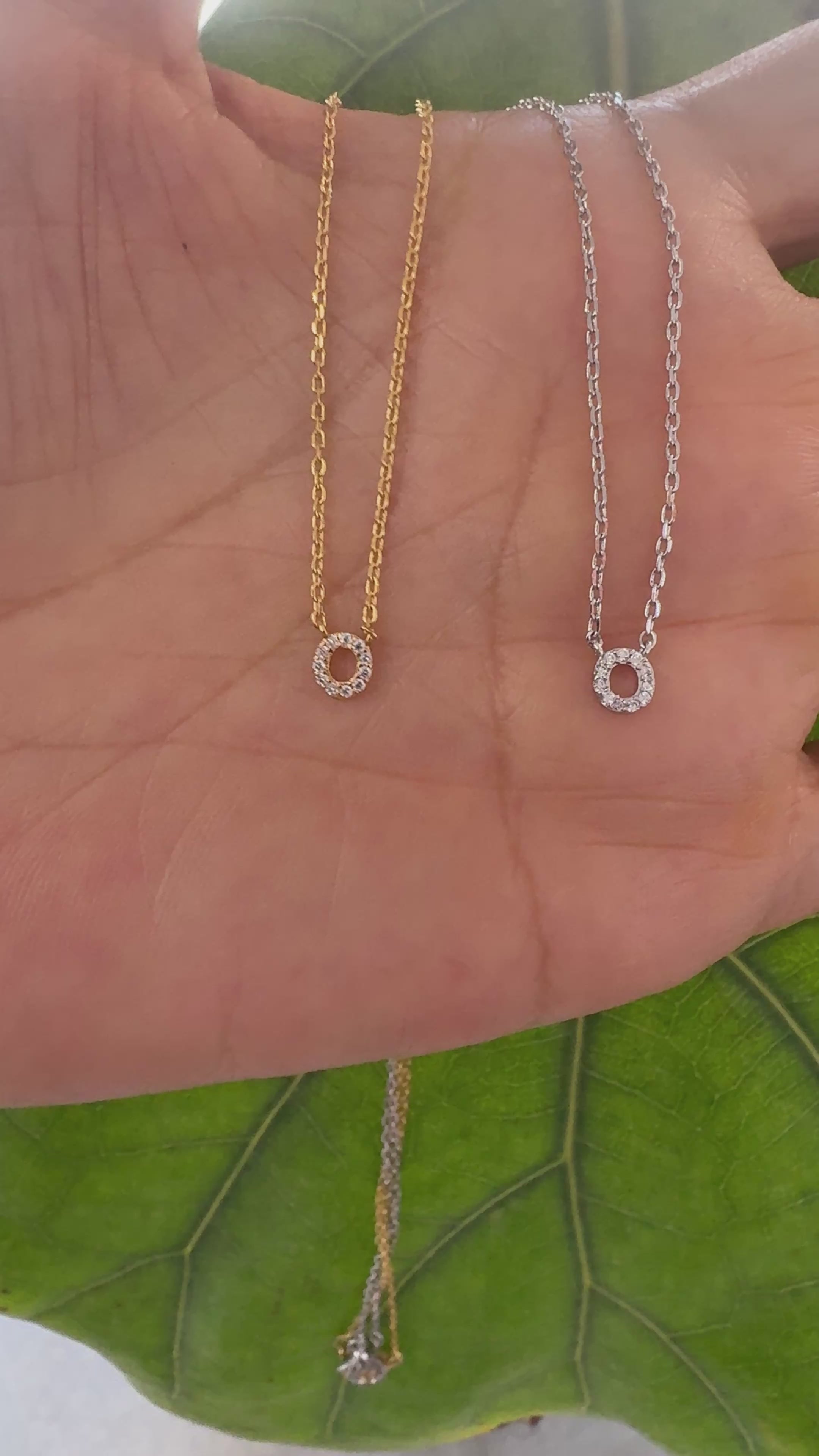 STG 18K Gold Plated Dainty Mini Rhinestone Initial "O" Pendant Necklace – Sparkly Personalized Jewelry Gift for Everyday Wear