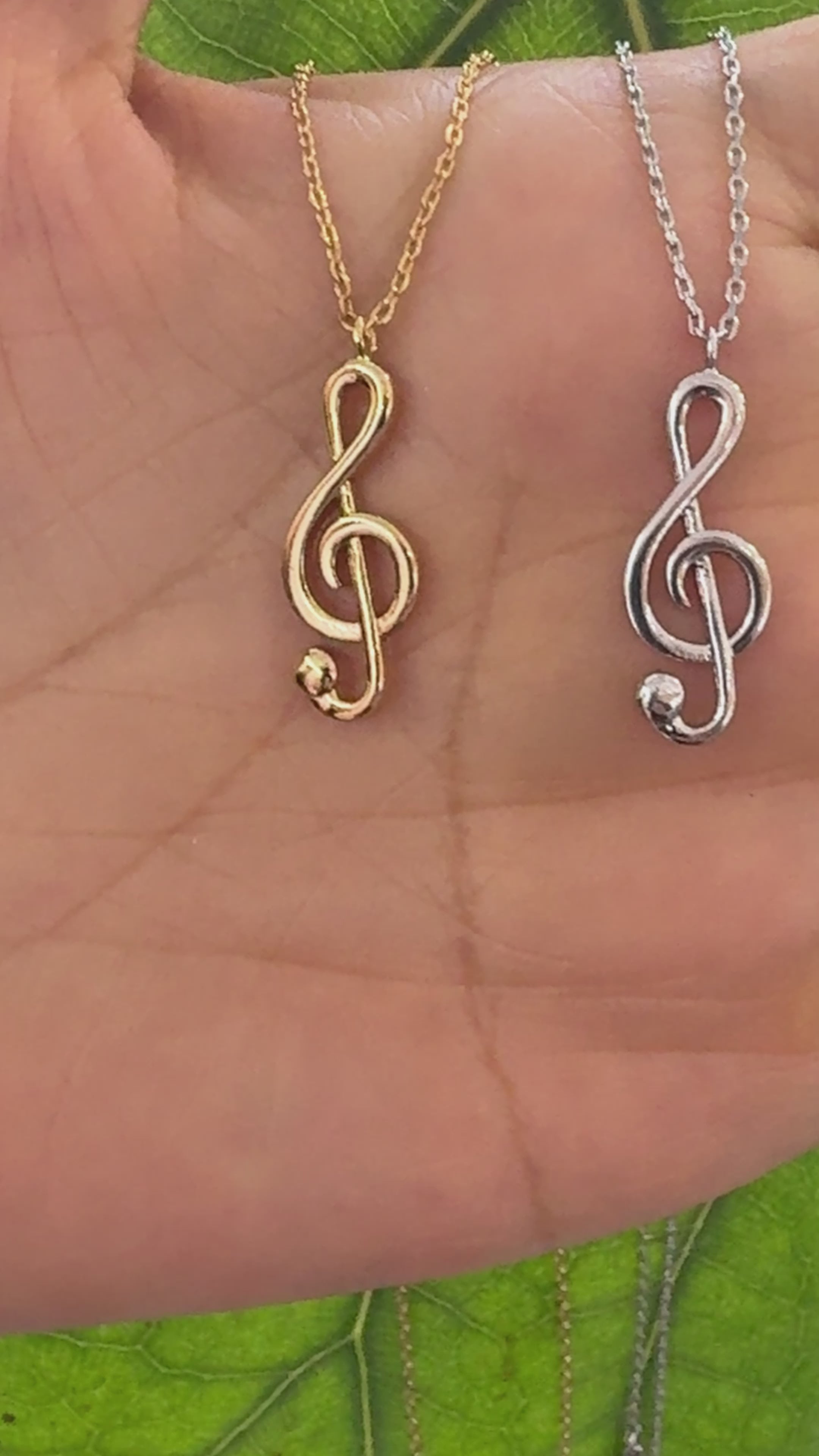 STG 18K Gold Plated Music Note Pendant Necklace – Elegant Jewelry Gift for Musicians and Music Lovers