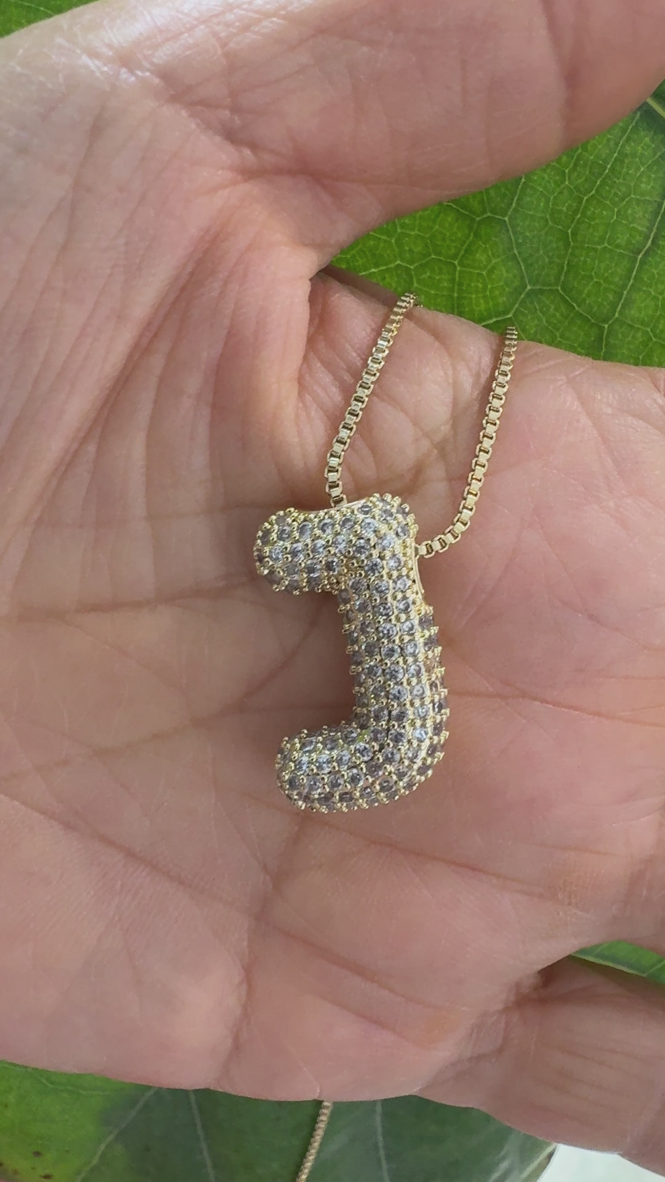 STG Pave Bubble Initial "J" Pendant Necklace – Trendy 100% Alloy Rhinestone Letter Necklace for Custom Sparkle & Style