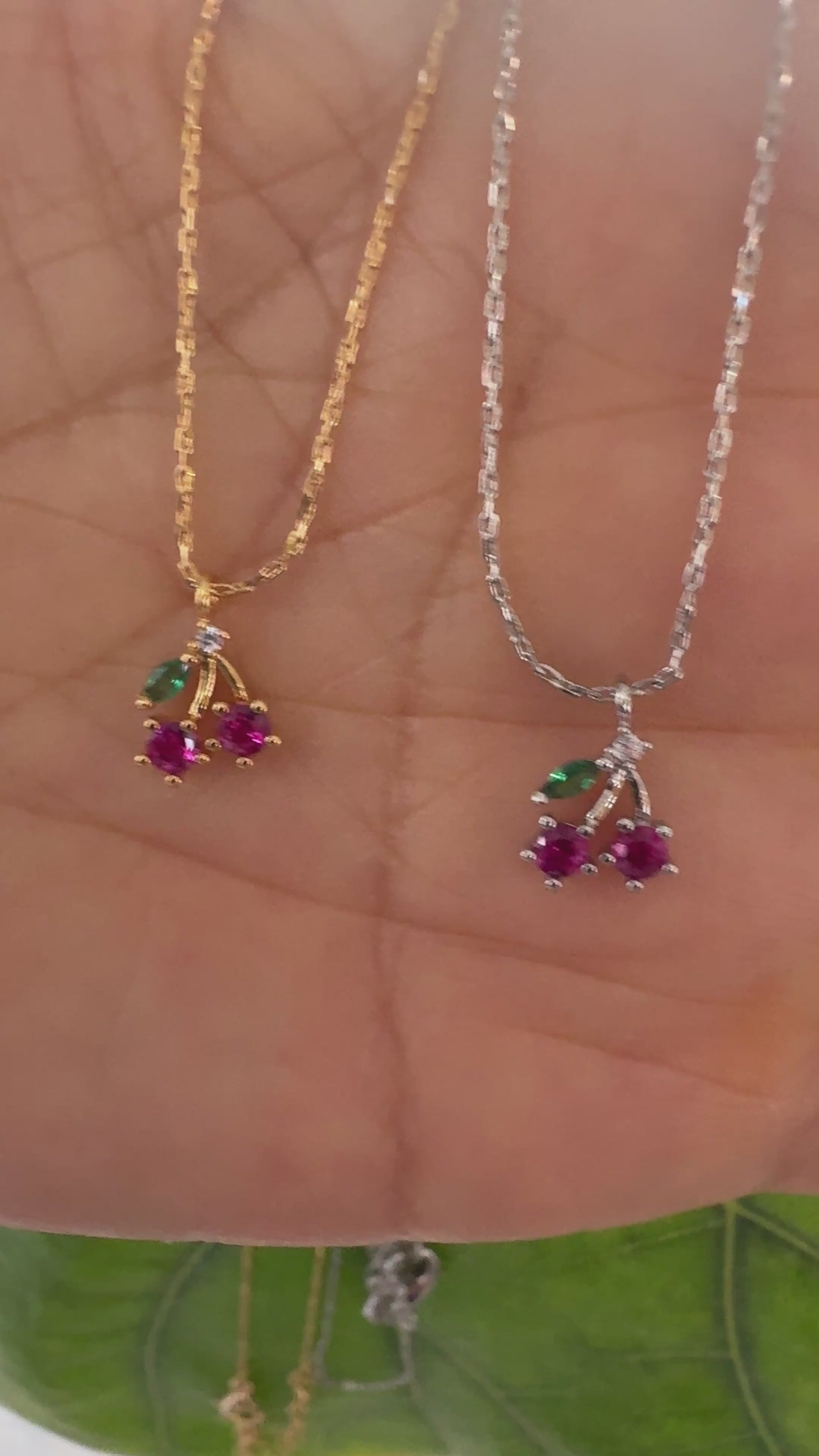 STG 18K Gold Plated Mini Cherry Pendant Necklace – Cute & Dainty Fruit Jewelry for Everyday Style