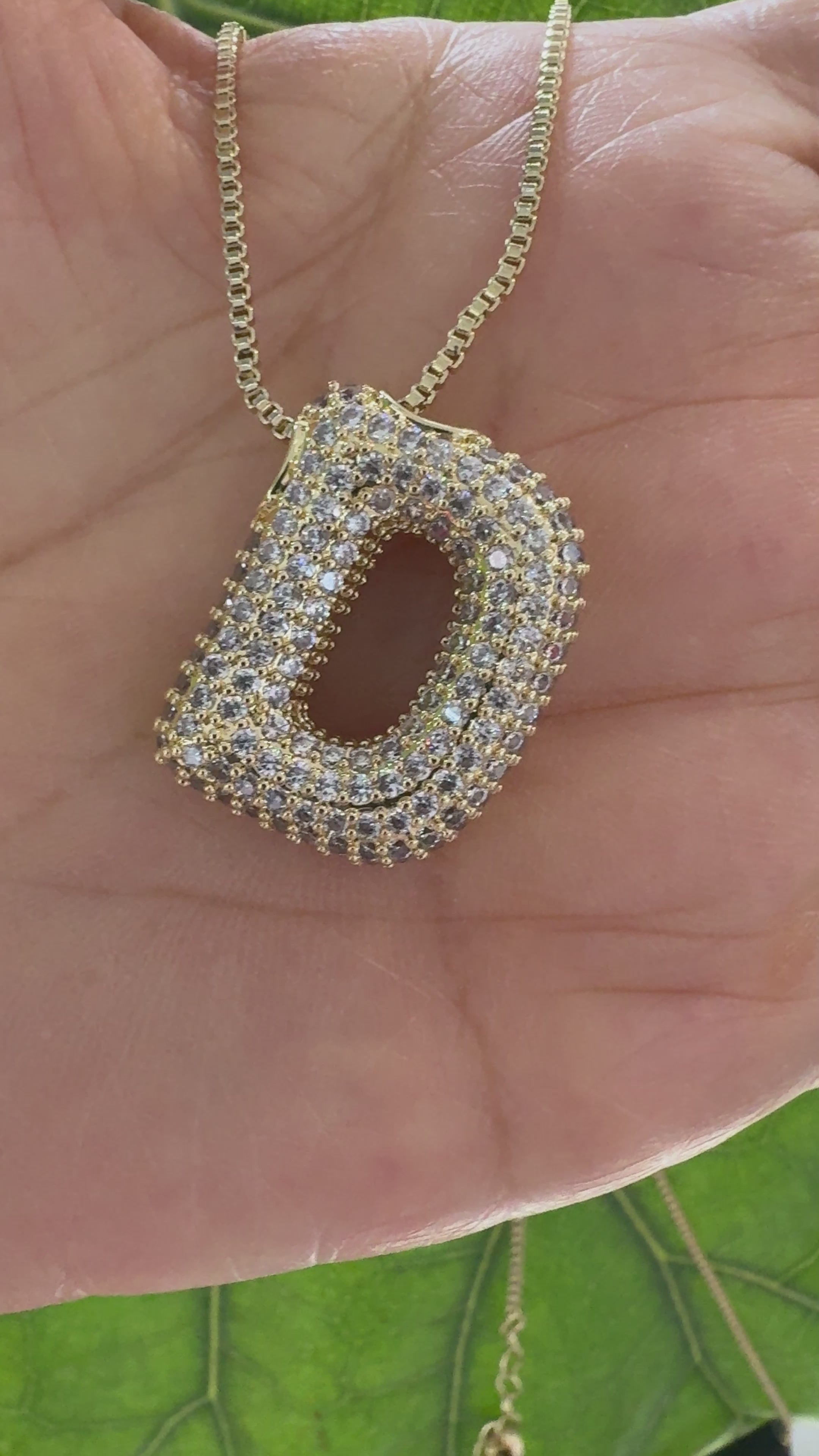 STG Pave Bubble Initial "D" Pendant Necklace – Sparkly 100% Alloy Rhinestone Letter Necklace for Bold Personalized Style