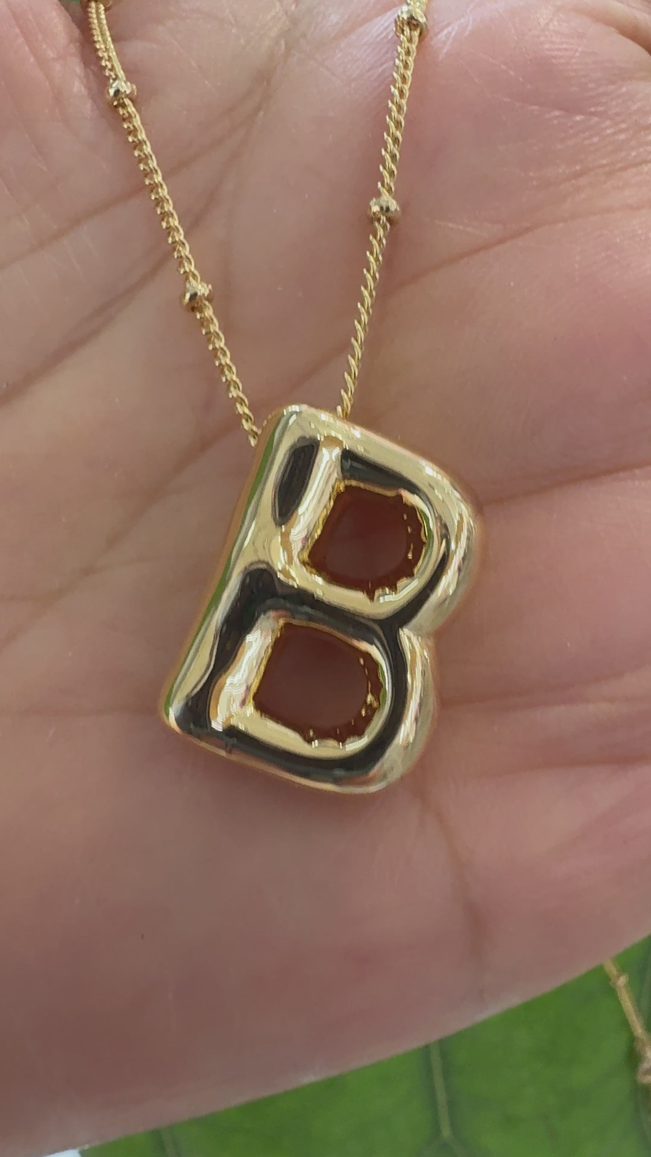 STG 18K Gold Plated Balloon Initial "B" Pendant Necklace – Puffy Letter Necklace for Trendy Personalized Style
